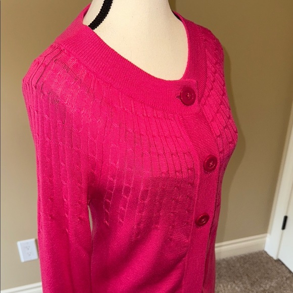 George Pink Cardigan Sweater with Textured Knit - Picture 4 of 9